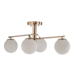 Loftlampe Bumerang, guld, 4 lyskilder