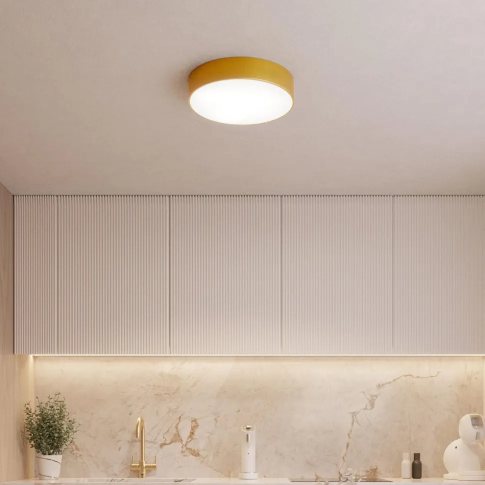 Loftlampe Cleo, Ø 20 cm, IP54, guldfarvet, metal, E27