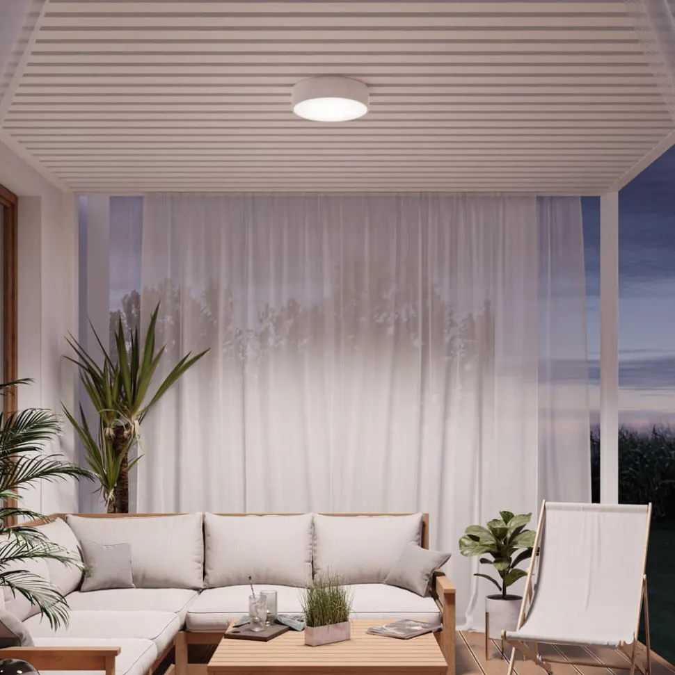 Loftlampe Cleo, Ø 50 cm, IP54, hvid, metal, E27
