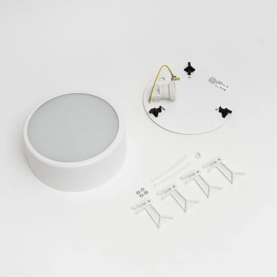 Loftlampe Cleo, Ø 20 cm, IP20, hvid, metal, E27