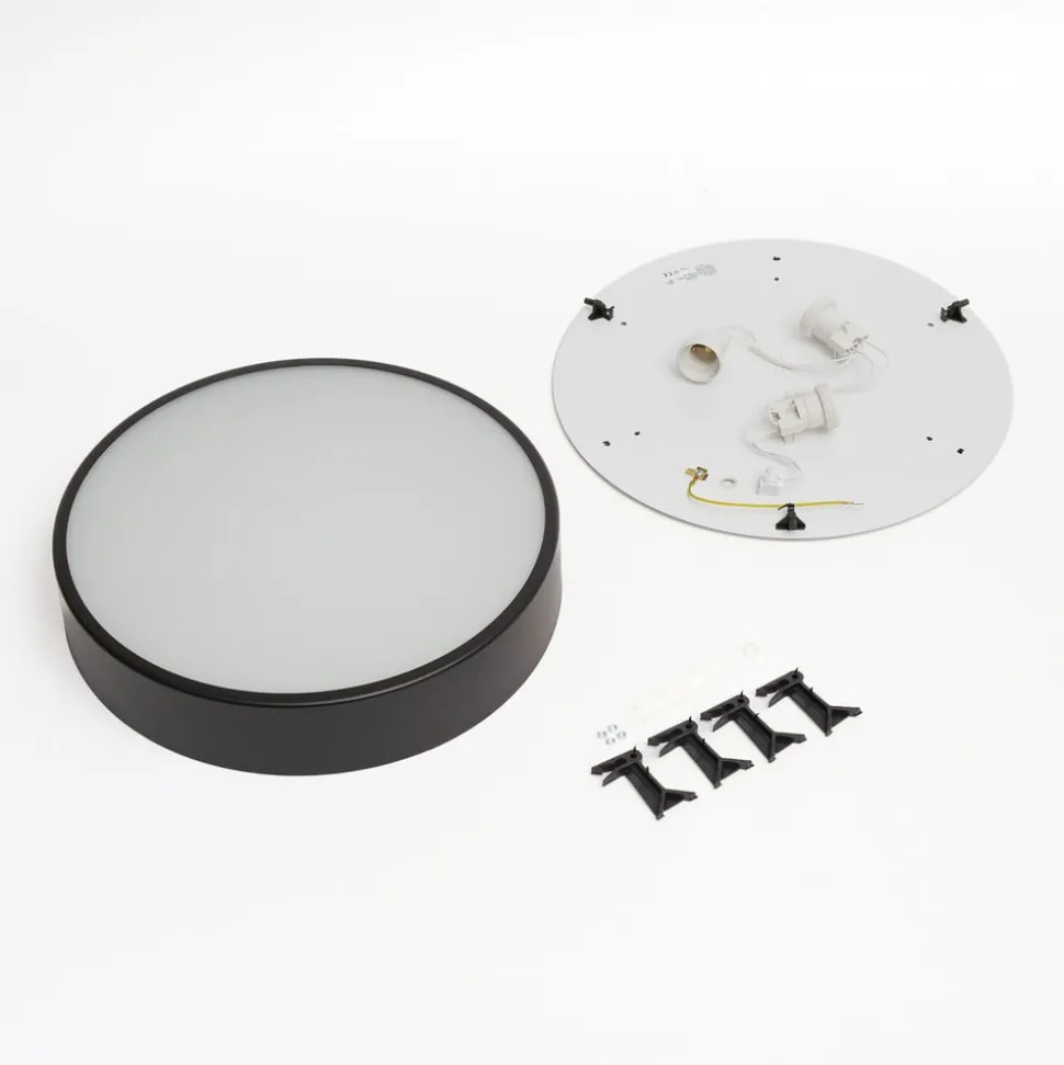 Loftlampe Cleo, Ø 40 cm, IP20, sort, metal, E27
