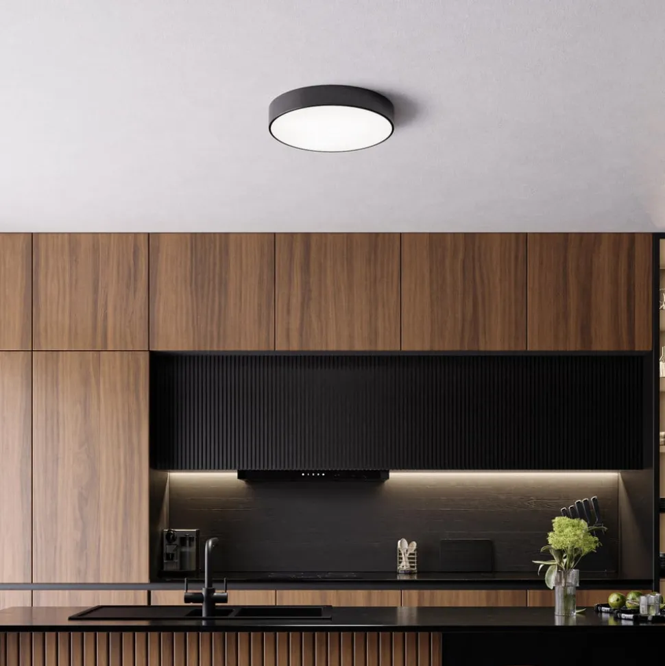 Loftlampe Cleo, Ø 50 cm, IP54, sort, metal, E27