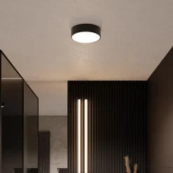 Loftlampe Cleo, Ø 20 cm, IP54, sort, metal, E27