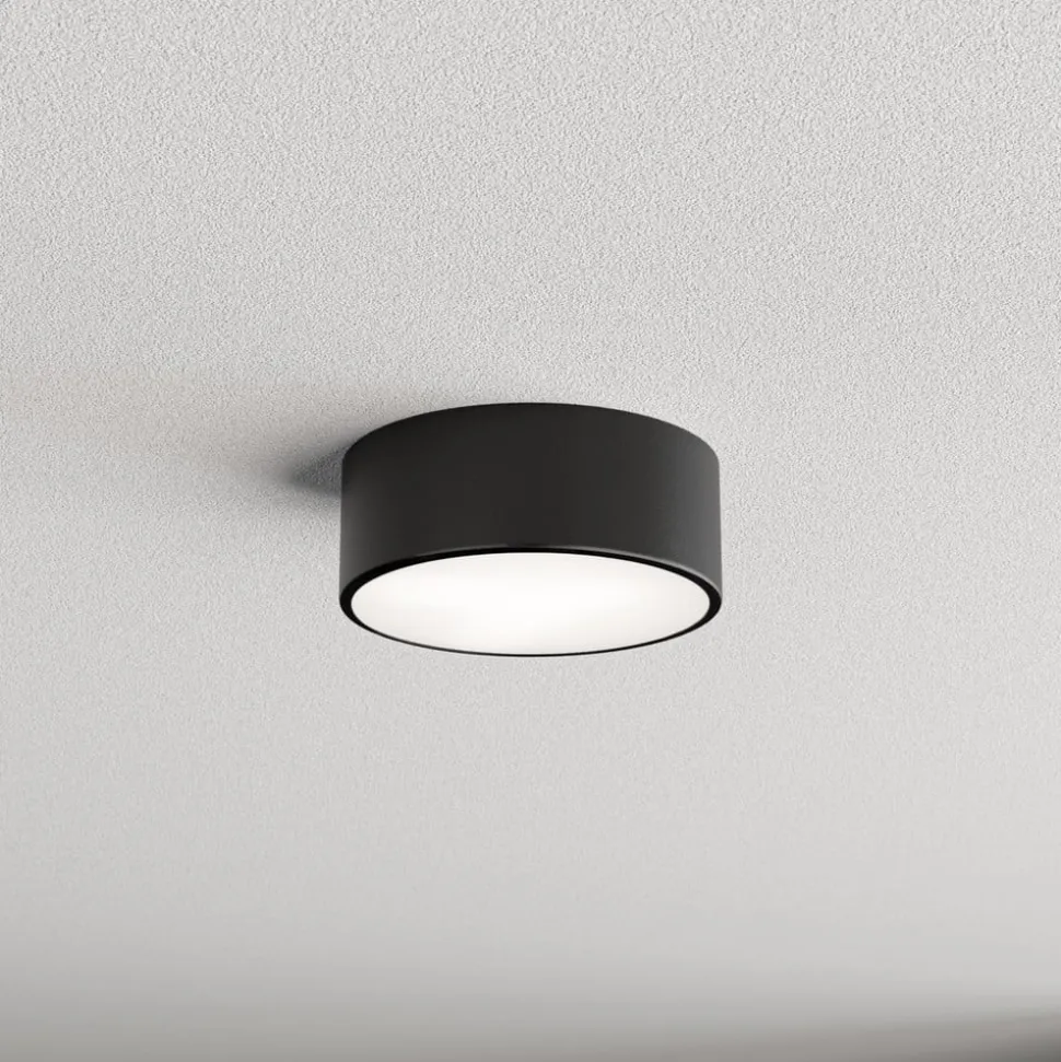 Loftlampe Cleo, Ø 20 cm, IP54, sort, metal, E27