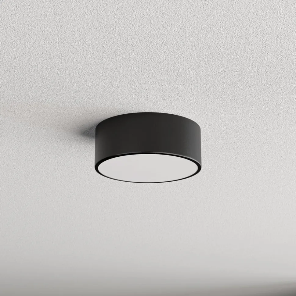 Loftlampe Cleo, Ø 20 cm, IP54, sort, metal, E27