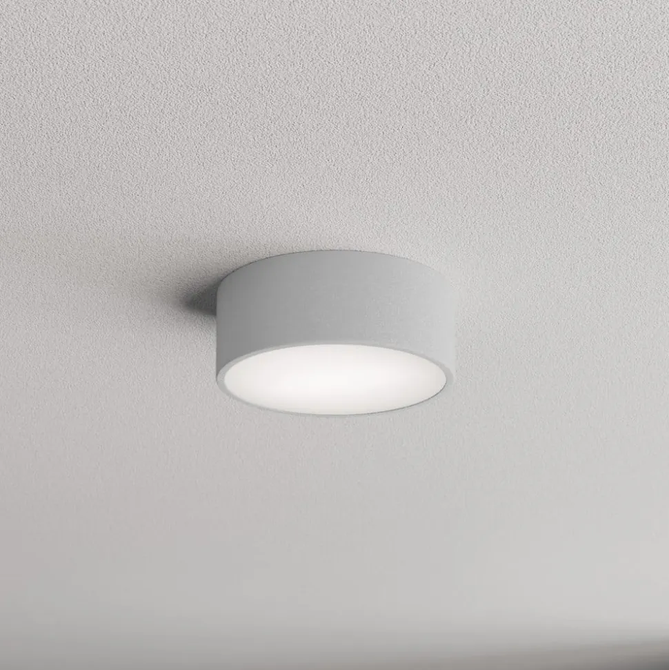 Loftlampe Cleo 200, grå, sensor, IP54, Ø 20 cm, metal