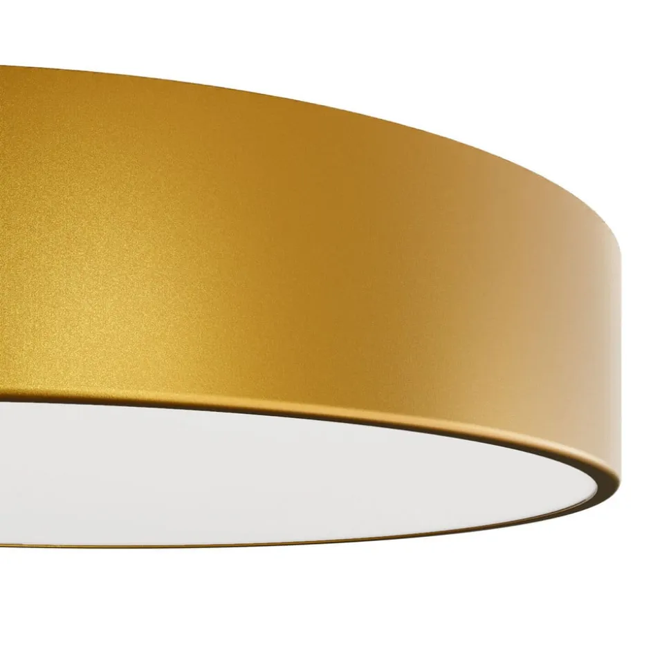 Loftlampe Cleo 500, guld, sensor, IP54, Ø 50 cm, metal