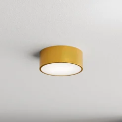 Loftlampe Cleo 200, guld, sensor, IP54, Ø 20 cm, metal