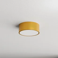 Loftlampe Cleo 200, guld, sensor, IP54, Ø 20 cm, metal