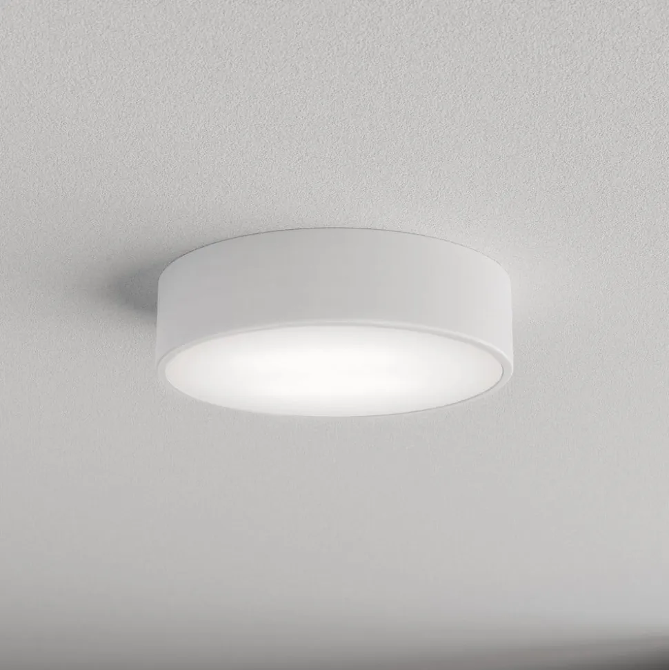 Loftlampe Cleo 300, hvid, sensor, IP54, Ø 30 cm, metal