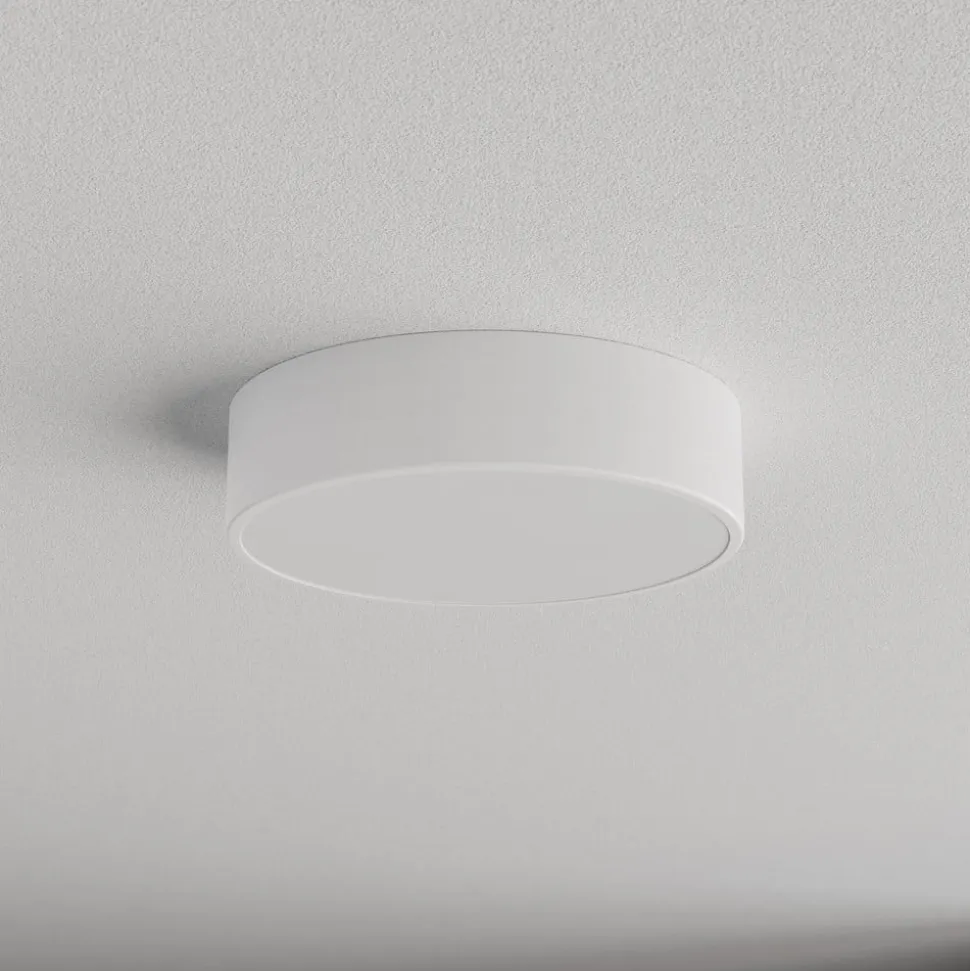 Loftlampe Cleo 300, hvid, sensor, IP54, Ø 30 cm, metal
