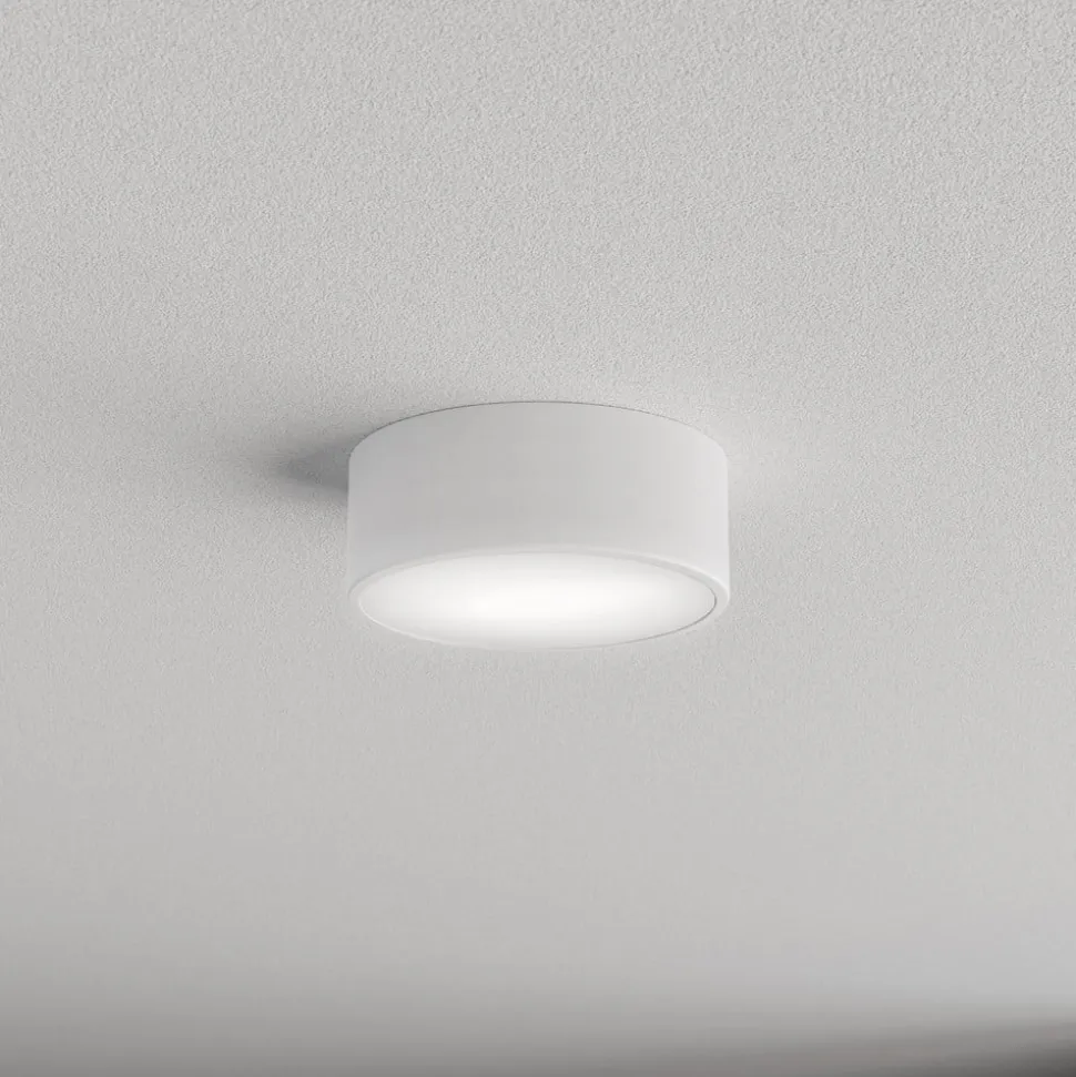 Loftlampe Cleo 200, hvid, sensor, IP54, Ø 20 cm, metal