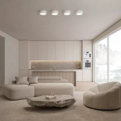 Loftlampe Cleo 200, hvid, sensor, IP54, Ø 20 cm, metal