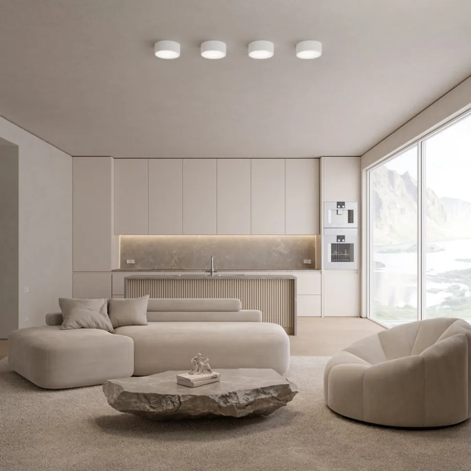 Loftlampe Cleo 200, hvid, sensor, IP54, Ø 20 cm, metal
