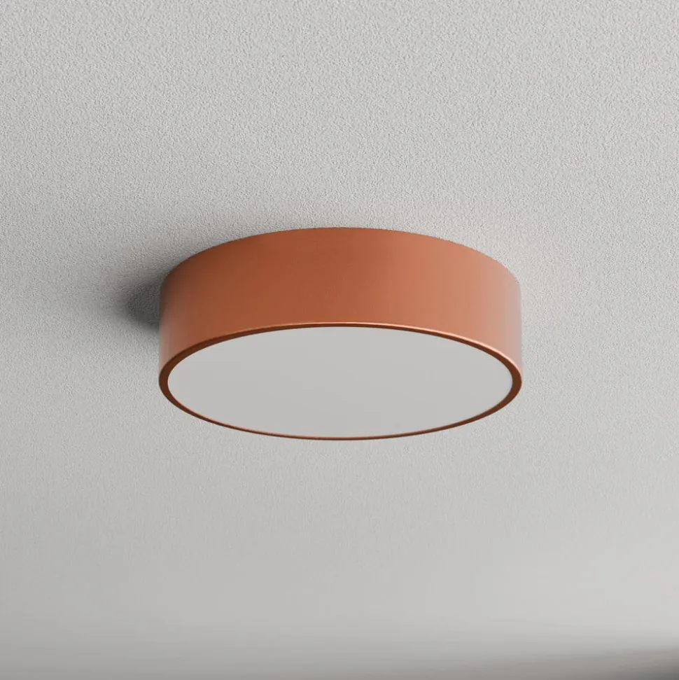 Loftlampe Cleo 300, kobber, sensor, IP54, Ø 30 cm, metal