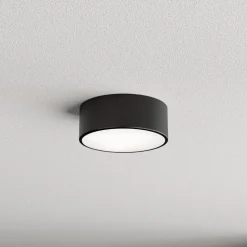 Loftlampe Cleo 200, sort, sensor, IP54, Ø 20 cm, metal