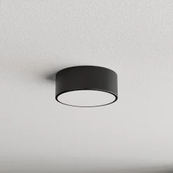 Loftlampe Cleo 200, sort, sensor, IP54, Ø 20 cm, metal