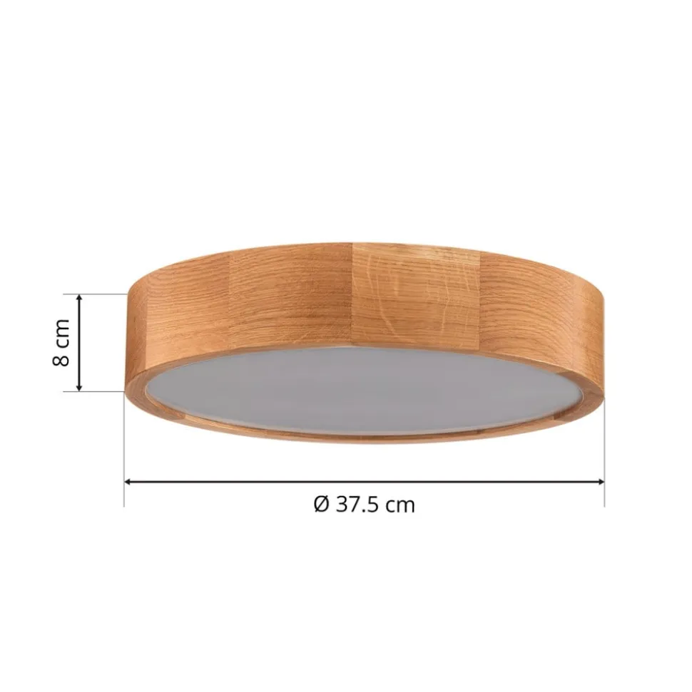 Loftlampe Cleo DR375, IP54, Ø 37,5 cm, egetræ, E27