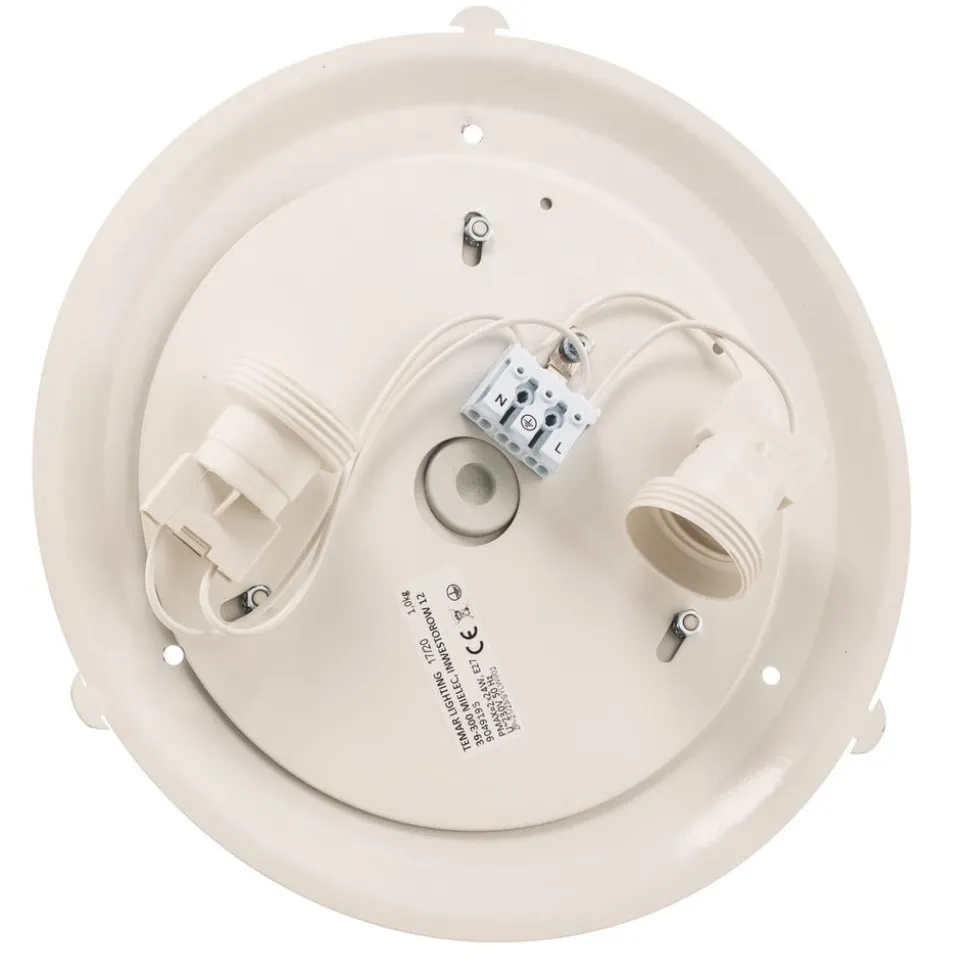Loftlampe Cleo DR275, IP54, Ø 27,5 cm, egetræ, E27