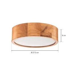 Loftlampe Cleo DR275, IP54, Ø 27,5 cm, egetræ, E27