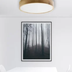 Loftlampe Cleo DR475, IP20, sensor, Ø 48 cm, egetræ