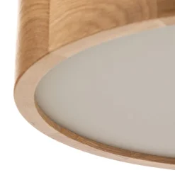 Loftlampe Cleo DR375, IP20, sensor, Ø 38 cm, egetræ