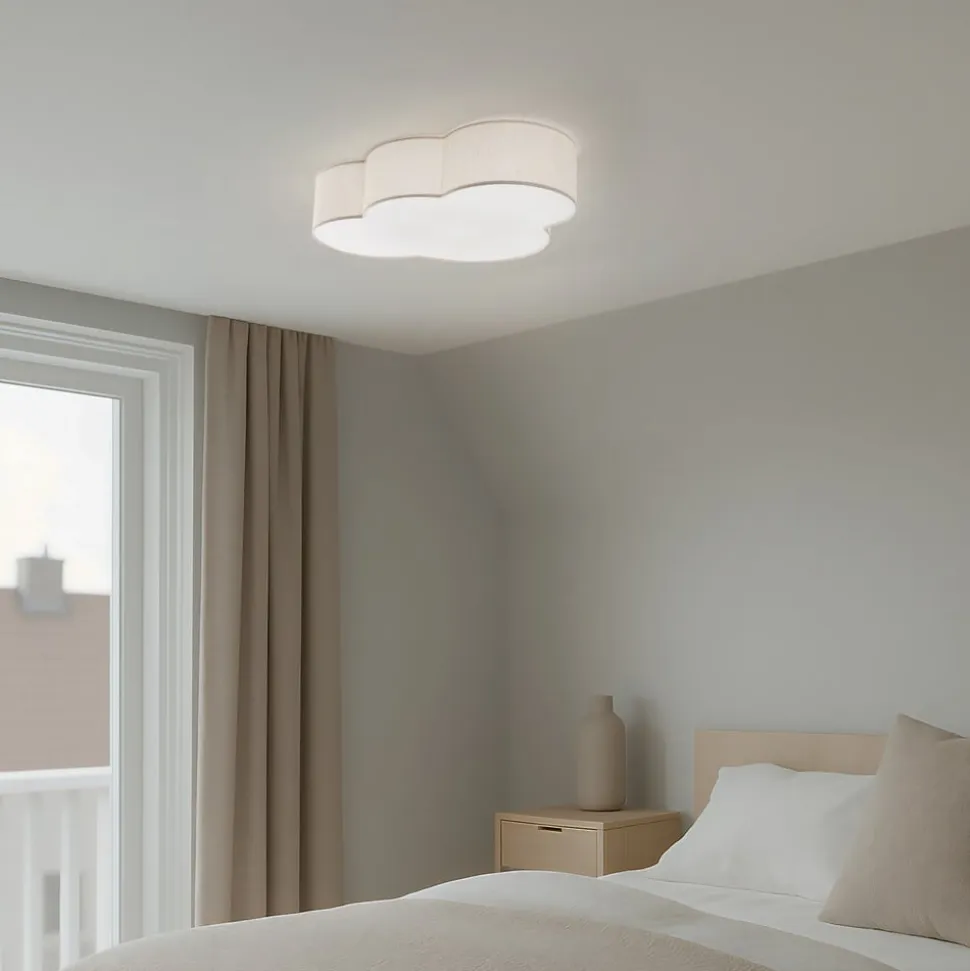 Loftlampe Cloud, beige, 63 cm lang, tekstil, sky, E27