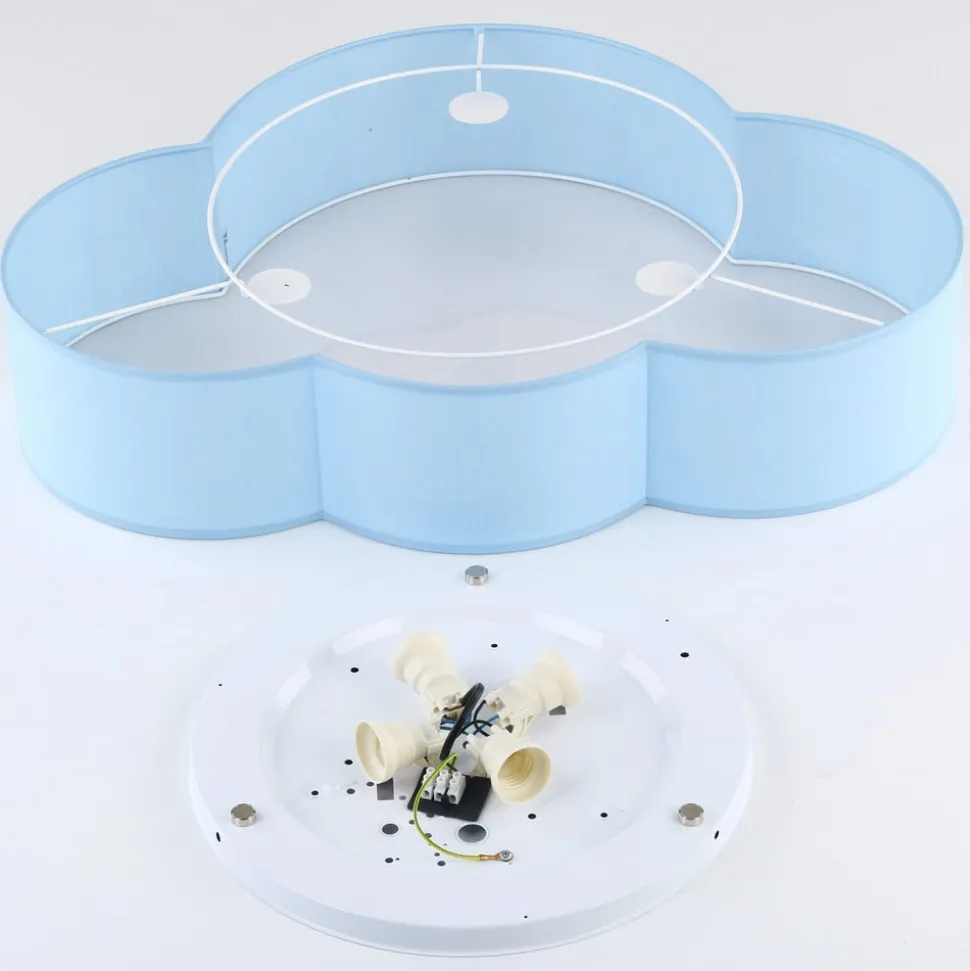 Loftlampe Cloud, blå, 63 cm lang, tekstil, sky, E27