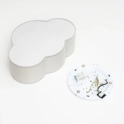 Loftlampe Cloud i tekstil, længde 41 cm, grå
