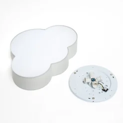 Loftlampe Cloud i tekstil, længde 62 cm, grå