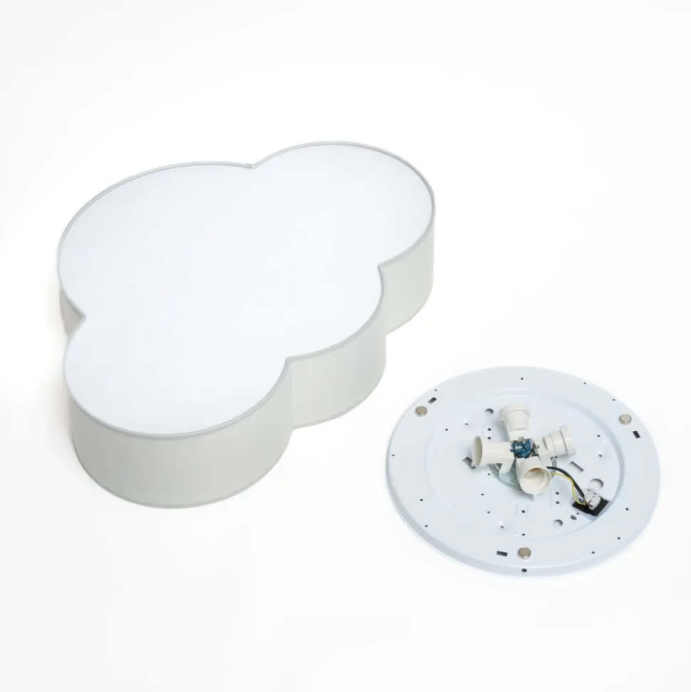 Loftlampe Cloud i tekstil, længde 62 cm, grå
