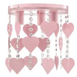 Loftlampe Corazon i pink med hjerter