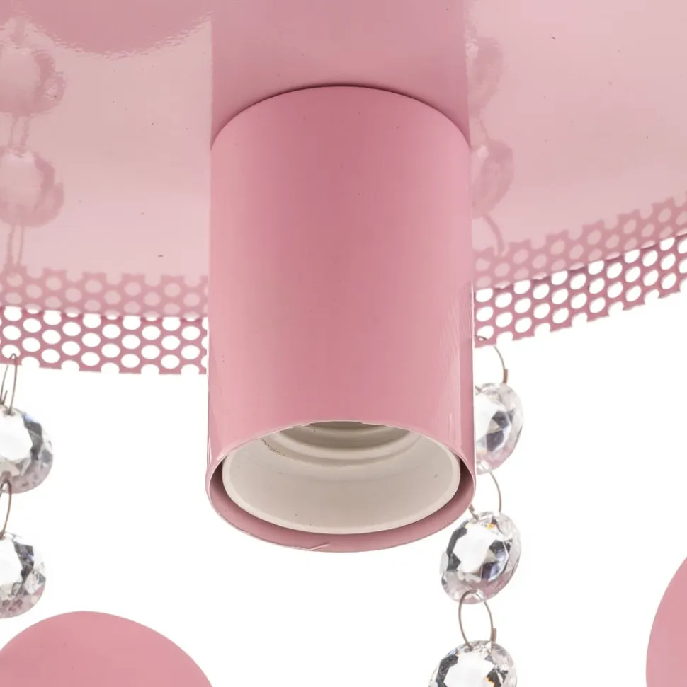 Loftlampe Corazon i pink med hjerter