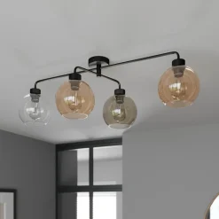 Loftlampe Cubus med 4 lyskilder klar/rav/grå