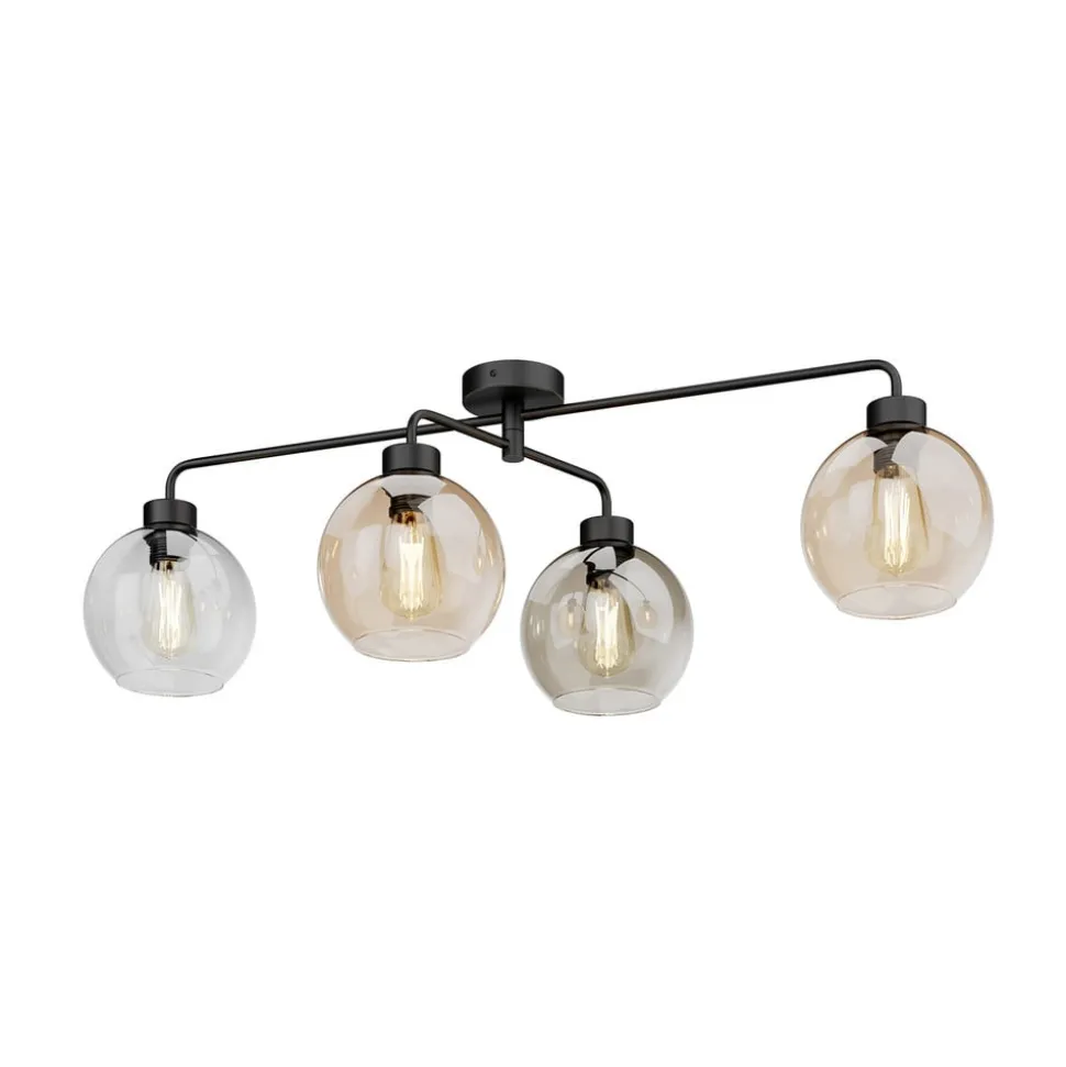 Loftlampe Cubus med 4 lyskilder klar/rav/grå