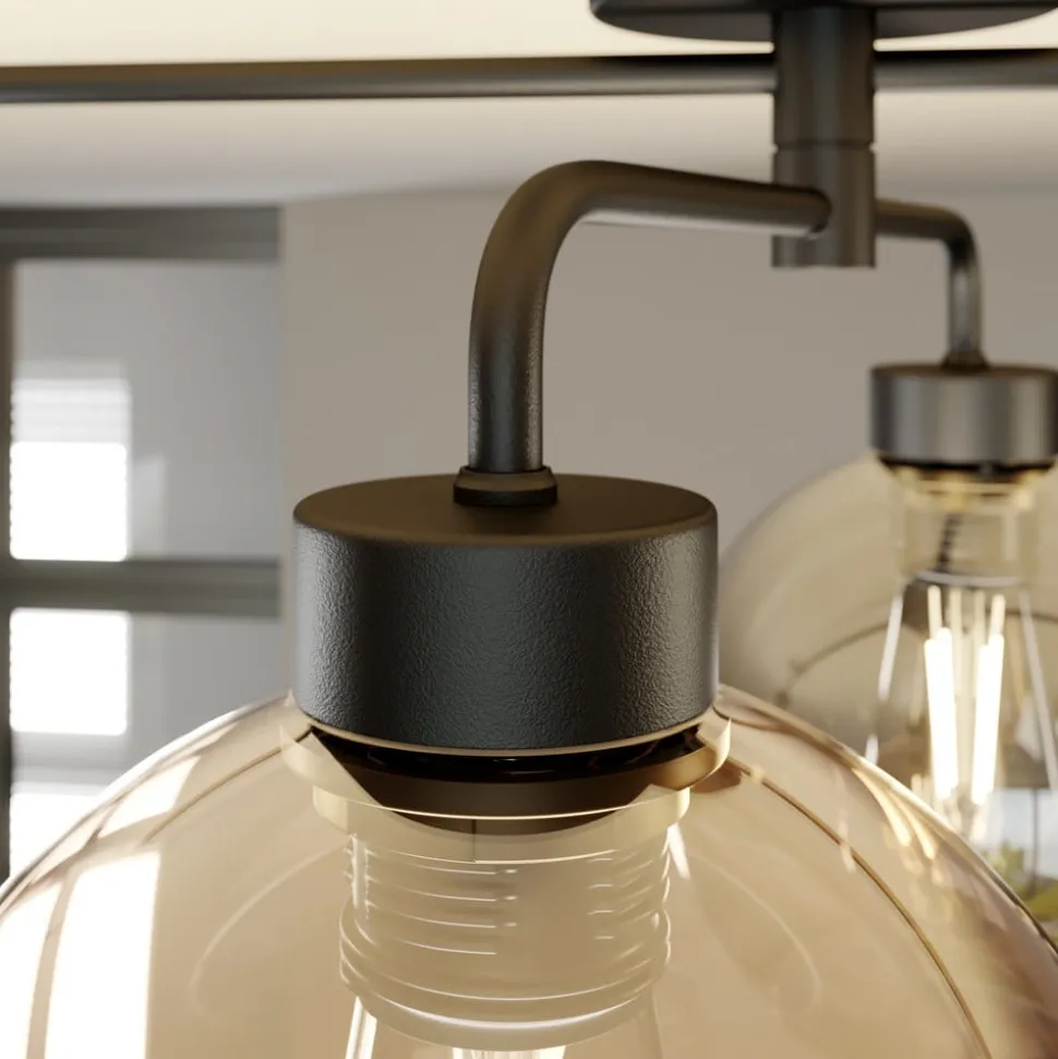 Loftlampe Cubus med 4 lyskilder klar/rav/grå