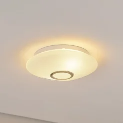 Loftlampe Cyril i glas, hvid-messing