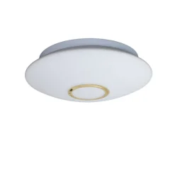 Loftlampe Cyril i glas, hvid-messing
