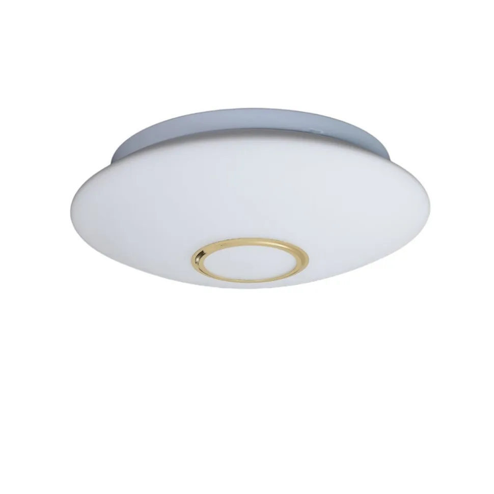 Loftlampe Cyril i glas, hvid-messing