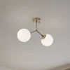 Loftlampe Damar, guld, glas, 2 lyskilder, længde 44 cm, E27
