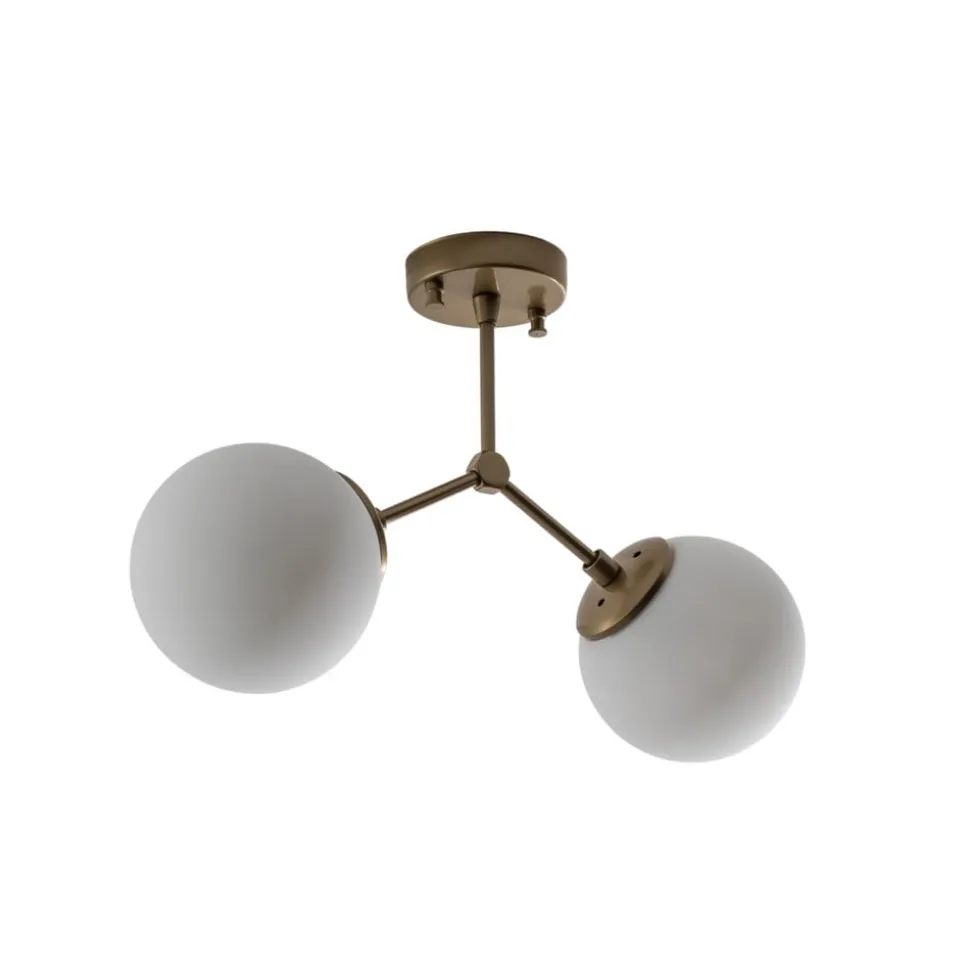Loftlampe Damar, guld, glas, 2 lyskilder, længde 44 cm, E27