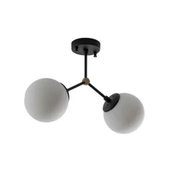Loftlampe Damar, sort, glas, 2 lyskilder, længde 44 cm