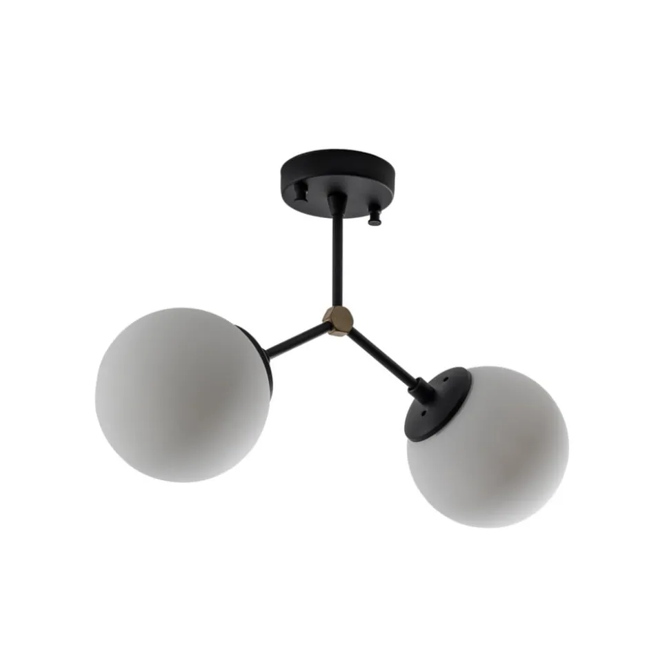 Loftlampe Damar, sort, glas, 2 lyskilder, længde 44 cm