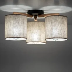 Loftlampe Deva, tekstil, 3 lyskilder