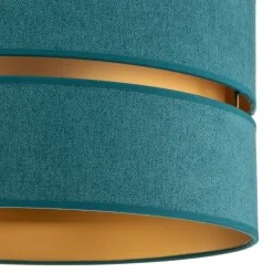 Loftlampe Duo i tekstil, turkis/guld, Ø40cm