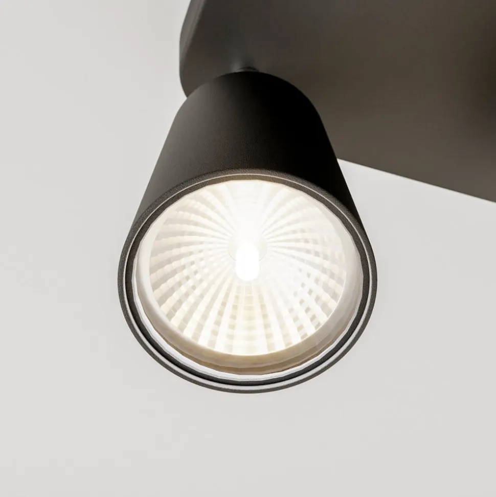 Loftlampe Eye Spot med 4 lyskilder, firkantet, sort