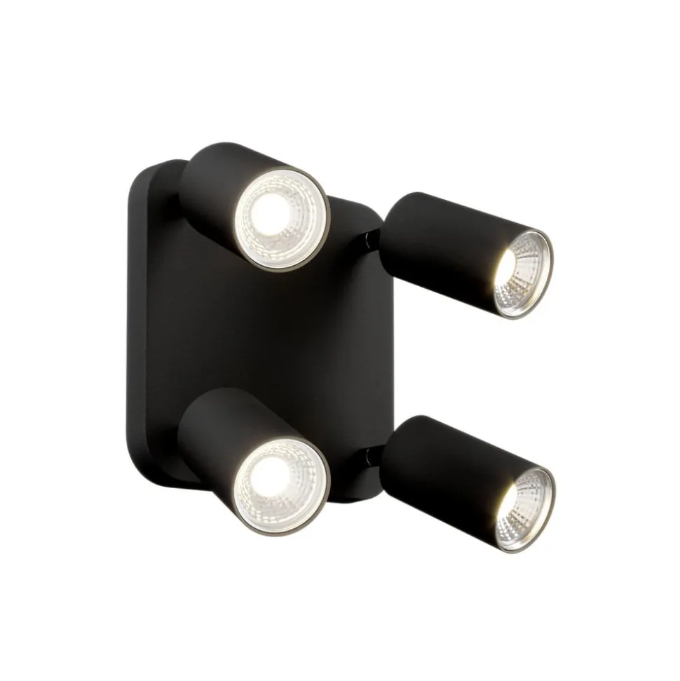 Loftlampe Eye Spot med 4 lyskilder, firkantet, sort
