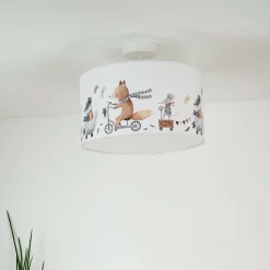 Loftlampe Ferdi Kids, tekstil, hvid, farvet