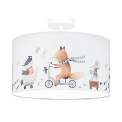 Loftlampe Ferdi Kids, tekstil, hvid, farvet