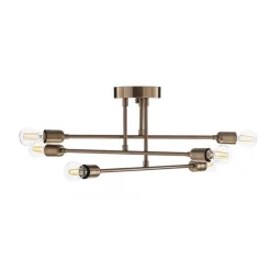Loftlampe Flower 176, 6 lyskilder, guld antik